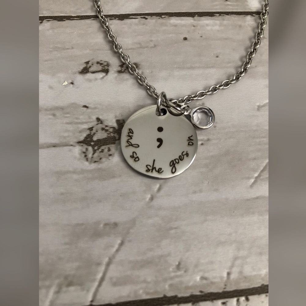 🌼🌸 Semicolon Necklace Suicide Awareness